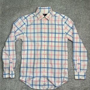 Vineyard Vines Shirt Mens Medium Plaid Button Down Classic Preppy Style Pink Blu